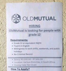 Apply For 2024 Jobs At Old Mutual