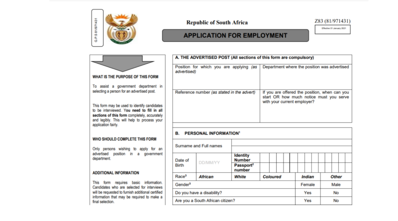 New Z83 Application Form – PDF