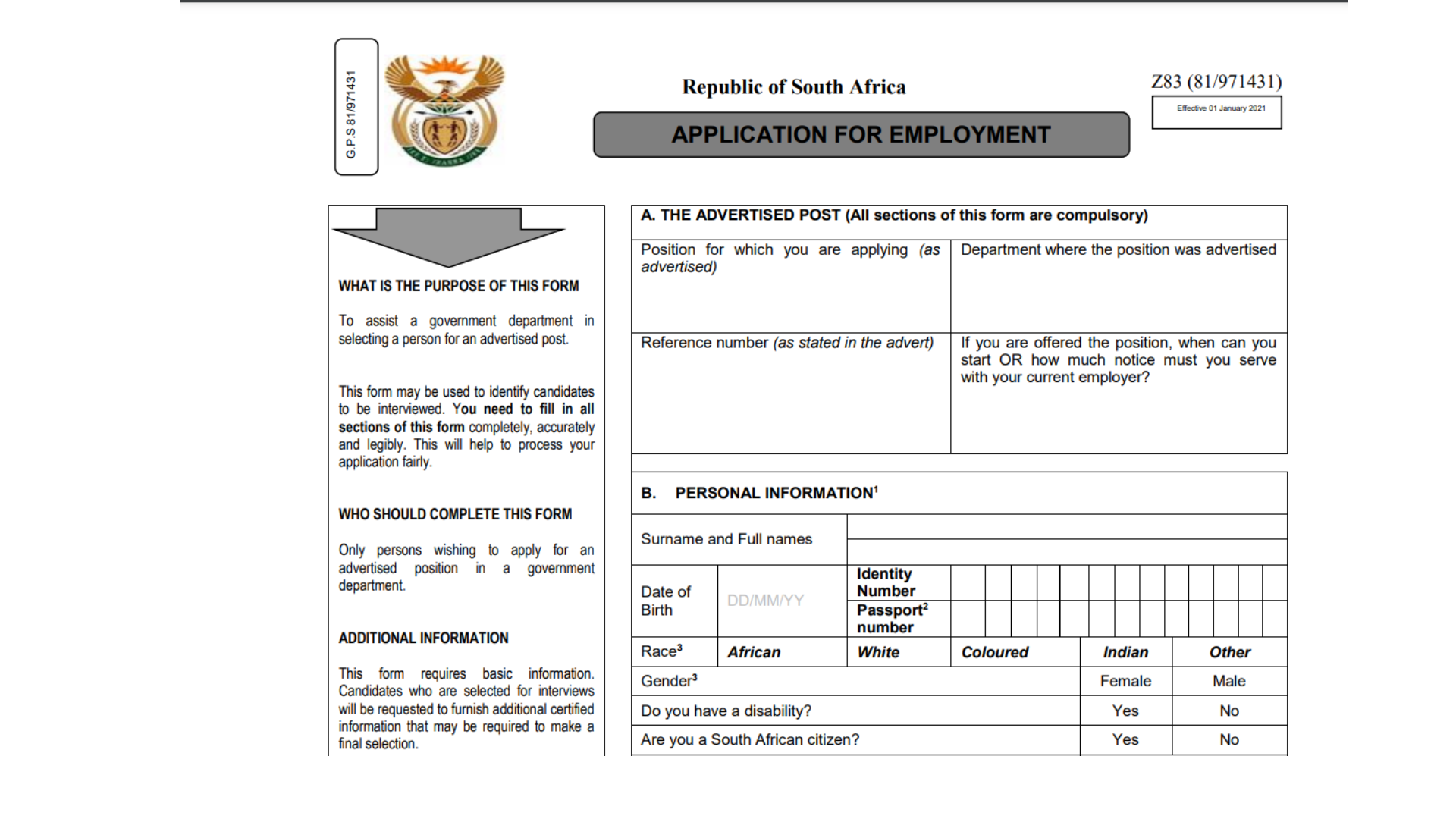 New Z83 Application Form – PDF