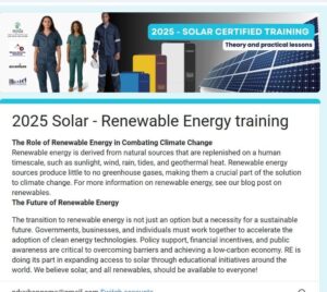 2025 Solar Renewable Energy training