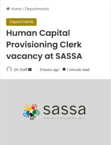 Clerk vacancy at SASSA