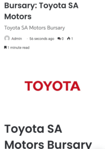 Toyota SA Motors Bursary
